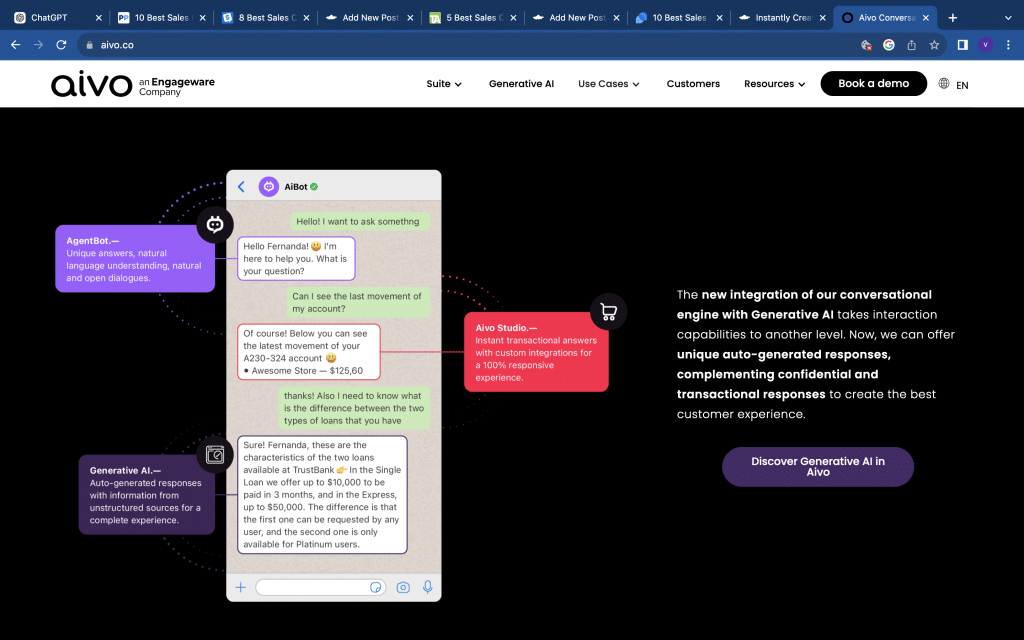 Chatbot de inteligencia artificial para ventas de Aivo