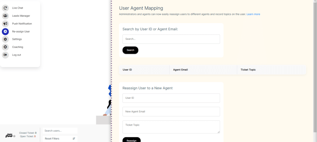 Reassign user panel