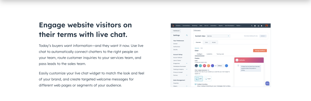 Chat en vivo de Hubspot