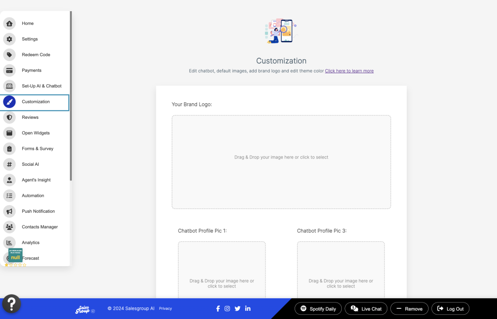 customization feature screenshot