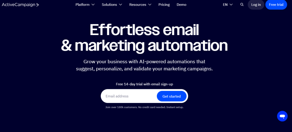 ActiveCampaign dashboard