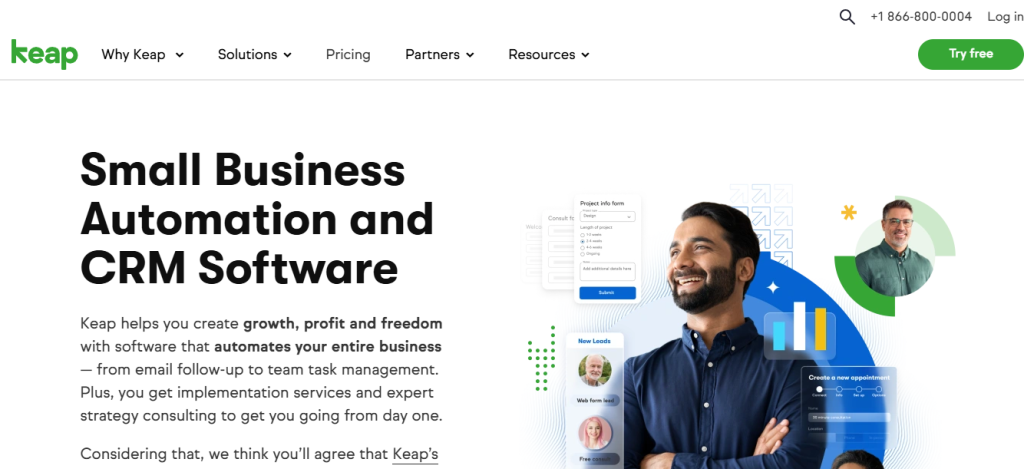 Keap dashboard