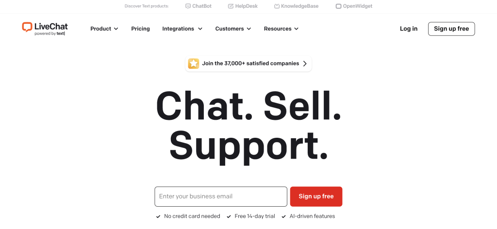 live chat landing page