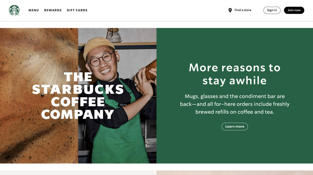 starbucks landing page