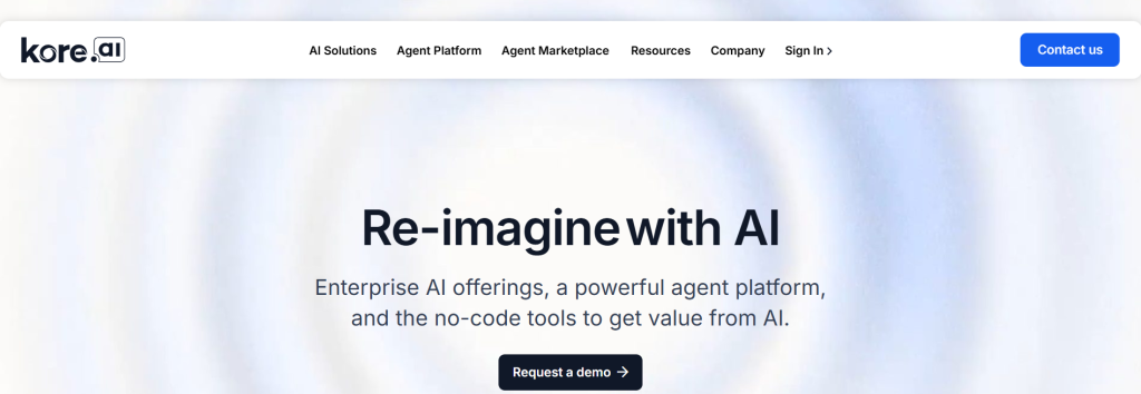 Kore AI landing page