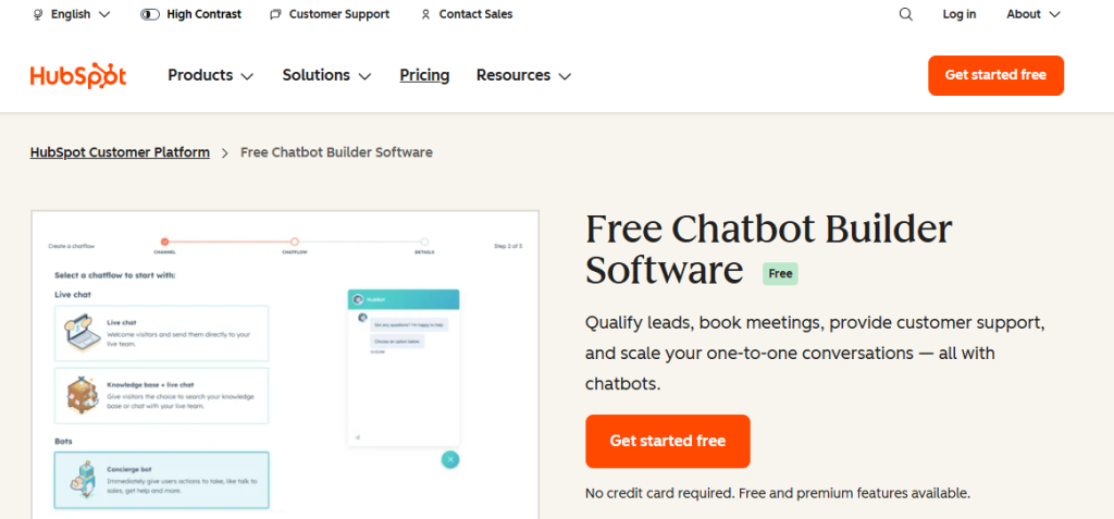 Creador de chatbots de HubSpot