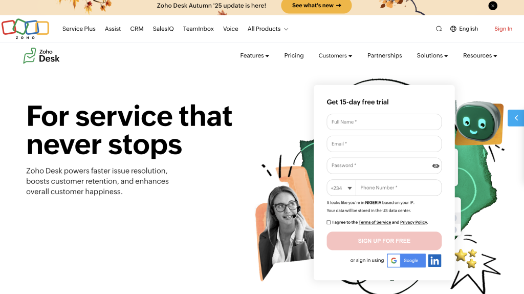 Zoho Desk-Landingpage